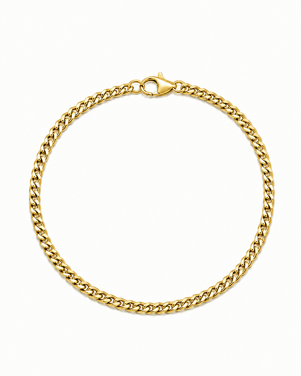 Gold chain bracelet on a white background